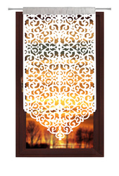 Biała gotowa firana panelowa z grubego filcu ekran ażurowy ze srebrną taśmą z imitującą cyrkonie  70 x 130 cm