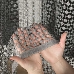 Tkanina gipiurowa ozdobna ciemno szara firana , bieżnik itp. 280 cm wys.