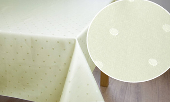 Tkanina ecru obrusowa plamoodporna w kropki do samodzielnego przycinania o szer. 165 cm