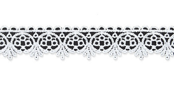 Biała taśma koronkowa żakardowa gipiura dekoracyjna wys. 3 cm