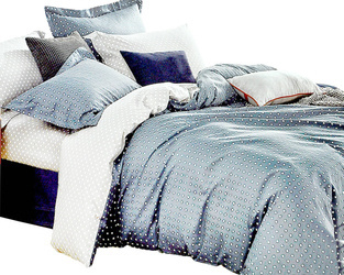 Kremowo-szary komplet pościeli bawełnianej w drobne kwadraciki 3-cz. poszwa 160x200 cm + 2 x poszewki 70x80 cm