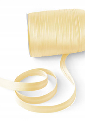 Żółta lamówka dekoracyjna atłasowa do obszywania tkanin szer.15 mm krążek 130 mb