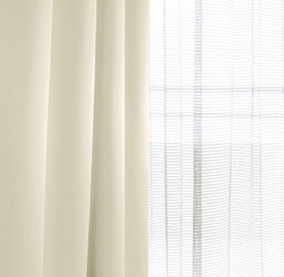 Ecru dekoracyjna tkanina zasłonowa zaciemniająca typu blackout, matowa z lekkim połyskiem wys. 280 cm