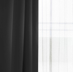 Czarna dekoracyjna tkanina zasłonowa zaciemniająca typu blackout, matowa z lekkim połyskiem wys. 280 cm