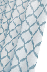 Tkanina zasłonowa dekoracyjna wzorem ze geometrycznym w kolorze stalowym na tle szarym wys. 300 cm