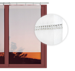 Biała gotowa firana ekran panelowy z delikatnego woalu z ozdobną srebrną taśmą imitującą cyrkonie 60 x 100 cm