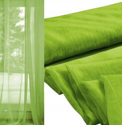 Delikatna zwiewna tkanina firanka, zasłonka na metry woal gładki zielony wys. 300 cm