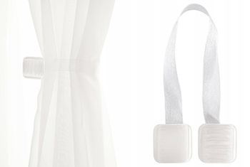 Tasiemka z białymi magnesami klamra upinacz klips do firan i zasłon