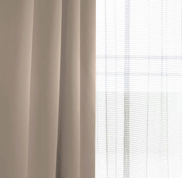 Beżowa dekoracyjna tkanina zasłonowa zaciemniająca typu blackout, matowa z lekkim połyskiem wys. 280 cm