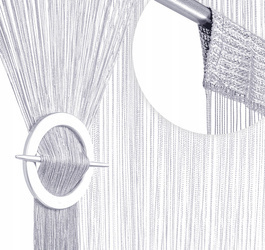 Szara gotowa firanka makaron z delikatnych dekoracyjnych błyszczących sznurków 100 x 200 cm