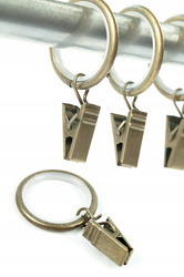 Metalowe ciche kółko z żabką na karnisz w kolorze antyk z silikonową osłonką