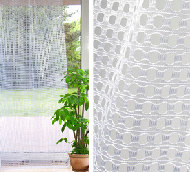 Biała przezroczysta żakardowa firanka tkanina na metry siateczka krateczka wys. 280 cm