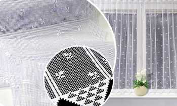 Biała żakardowa firanka na metry lambrekin segmentowy zazdrostka z wzorem wys. 120 cm