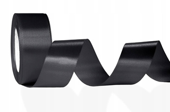 Czarna wstążka tasiemka atłasowa satynowa szer. 38 mm