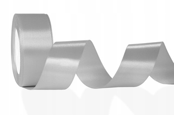 Szara wstążka tasiemka atłasowa satynowa szer. 38 mm