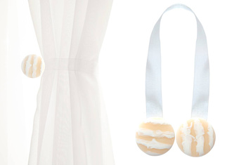 Biała tasiemka z magnesami w kolorze marmurek ecru klamra upinacz klips do firan i zasłon