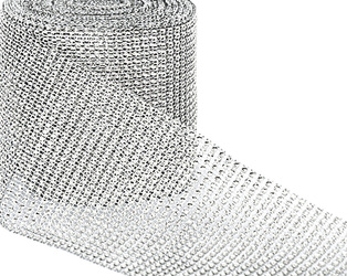 Srebrna dekoracyjna taśma z małymi cyrkoniami szer. 12 cm