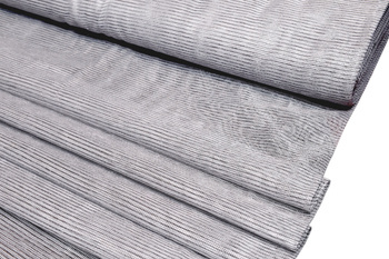 Szaro-biała połyskująca mieniąca firanka tkanina na metry krateczka siateczka ze srebrną nitką  250 cm