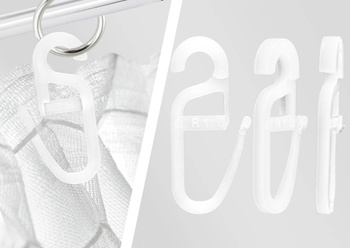 Plastikowe białe agrafki na mniejsze kółka do karniszy