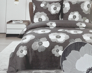 Grafitowy komplet pościeli bawełna 3-cz. poszwa 200 x 220 cm + 2 x poszewki 70 x 80 cm