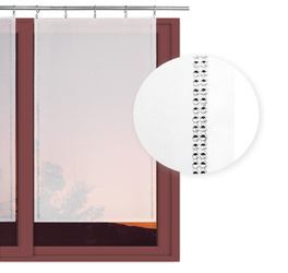 Biała gotowa firana ekran panelowy z delikatnego woalu z ozdobną srebrną taśmą imitującą cyrkonie 50 x 110 cm