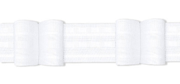 Biała taśma marszcząca motylek, podwójna zakładka, kontrafałda  bawełniana o szer. 6 cm. do firan i zasłon, marszczenie 1 do 2 , posiada szelki na agrafki, krążek 50 mb.