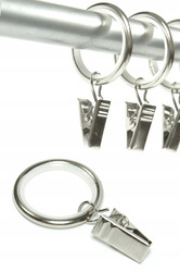 Metalowe ciche kółko z żabką na karnisz w kolorze inox z silikonową osłonką