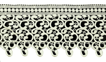 Szeroka taśma koronkowa żakardowa gipiura dekoracyjna w kolorze ecru wys. 20 cm R