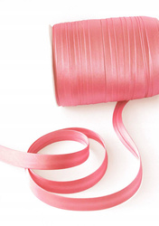 Koralowa lamówka dekoracyjna atłasowa do obszywania tkanin szer.15 mm krążek 130 mb