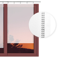 Biała gotowa firana ekran panelowy z delikatnego woalu z ozdobną srebrną taśmą imitującą cyrkonie 50 x 100 cm