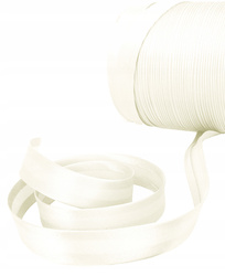 Ecru lamówka dekoracyjna atłasowa do obszywania tkanin szer. 20 mm krążek 100 mb