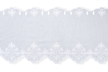 Biała firanka na metry lambrekin zazdrostka z delikatnym haftem ornamentowym wys. 90 cm