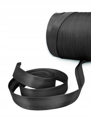 Czarna lamówka dekoracyjna atłasowa do obszywania tkanin szer. 20 mm krążek 100 mb