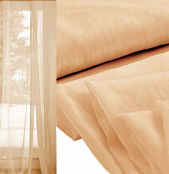 Delikatna zwiewna tkanina firanka, zasłonka na metry woal gładki beżowy wys. 300 cm