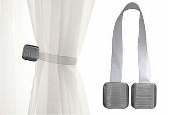 Tasiemka z szarymi magnesami klamra upinacz klips do firan i zasłon