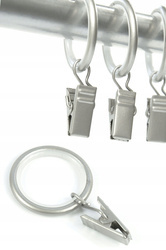 Metalowe ciche kółko z żabką na karnisz w kolorze satynowym z silikonową osłonką