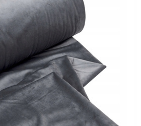 Tkanina dekoracyjna na zasłony, kotary welurowa gładka z lekkim połyskiem i delikatnym meszkiem, gruba grafitowa wys. 280 cm