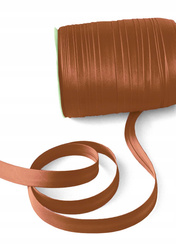 Jasnobrązowa lamówka dekoracyjna atłasowa do obszywania tkanin szer.15 mm krążek 130 mb