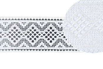 Szeroka biała taśma koronkowa żakardowa środkowa gipiura dekoracyjna wys. 10 cm