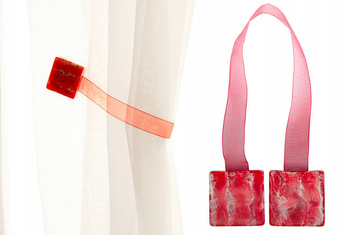 Tasiemka z czerwonymi magnesami klamra upinacz klips do firan i zasłon