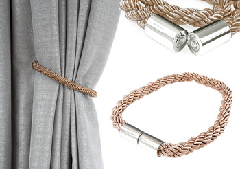 Beżowy sznur z magnesami klamra upinacz klips do firan i zasłon