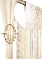 Gotowa firanka makaron z delikatnych dekoracyjnych błyszczących sznurków w kolorze beżowym, białym i ecru 100 x 200 cm