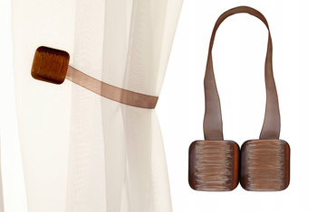 Tasiemka z brązowymi magnesami klamra upinacz klips do firan i zasłon