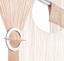 Beżowa gotowa firanka makaron z delikatnych dekoracyjnych błyszczących sznurków 100 x 200 cm