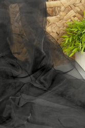 Czarna cienka organza połyskująca firanka dekoracyjna na metry organtyna wys. 280 cm