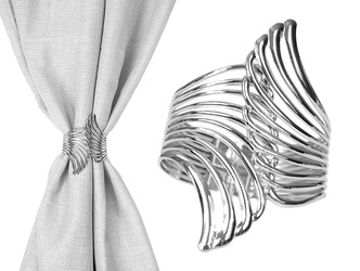 Srebrna metalowa klamra upinacz klips w kształcie skrzydła do firan i zasłon