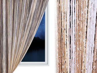 Gotowa 3-kolory firanka makaron z delikatnych sznurków ze srebrną nitką 300 x 250 cm