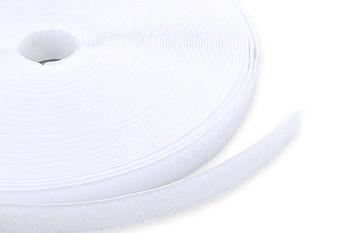 Biała taśma rzepowa bez kleju pętelka o szer. 20 mm kążek