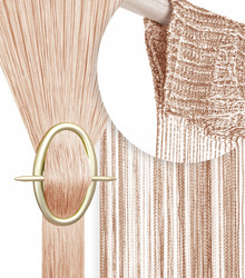 Gotowa firanka makaron z delikatnych sznurków w kolorze beżowym 300 x 250 cm