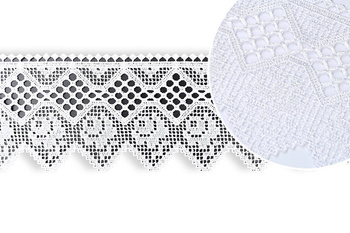 Szeroka biała taśma koronkowa żakardowa gipiura dekoracyjna wys. 12 cm